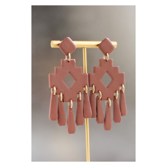 Polymer clay Aztec design earrings - Picture 2 of 2